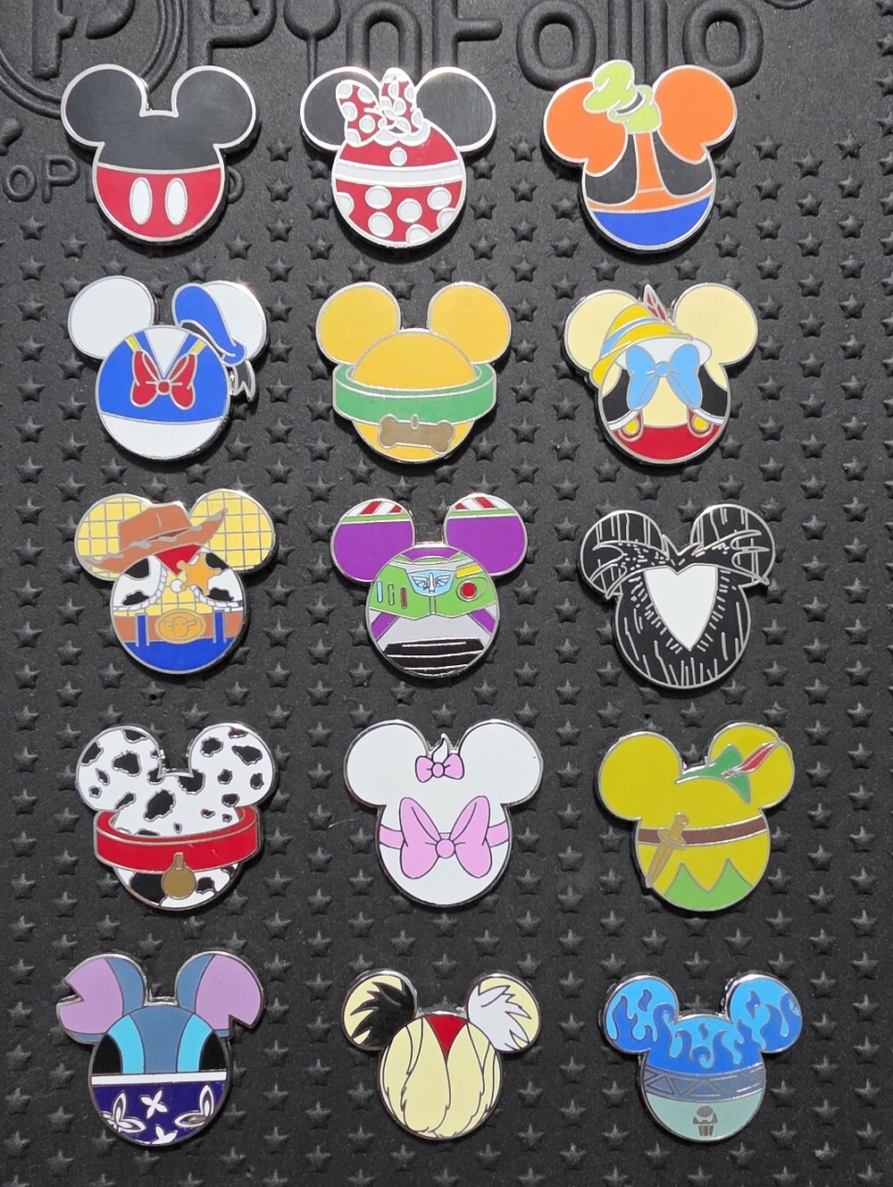 Disney Pins Mickey Character Icons Set of 15, Walt Disney World Set